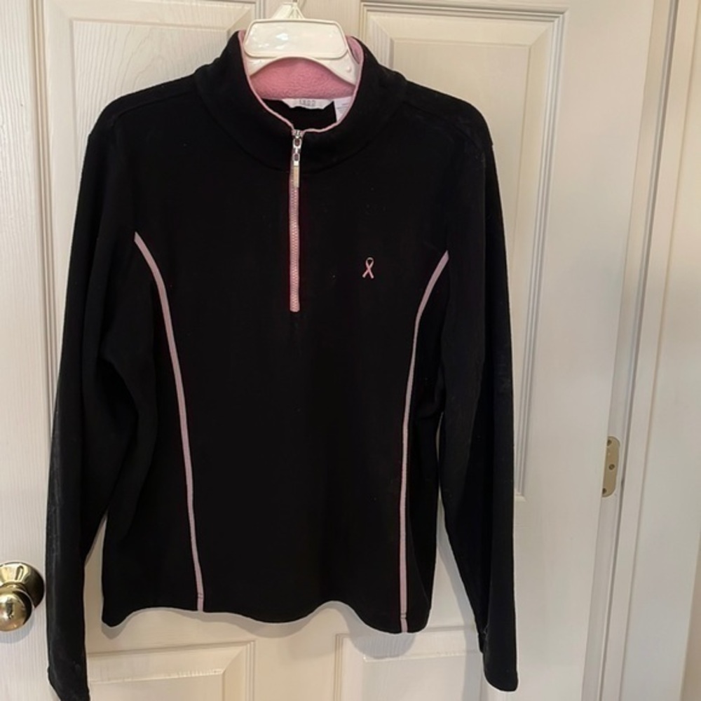 Breast cancer black and pink awareness 1/2 zip fleece  in size xlg